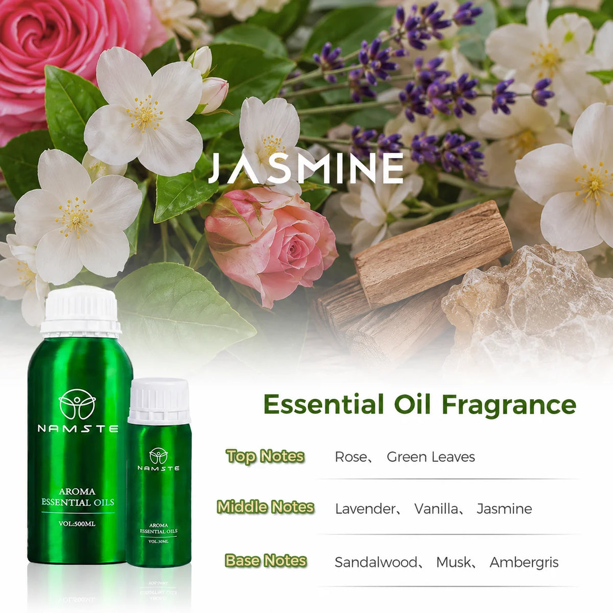 NAMSTE 100ML Jasmine Essential Oil for Aromatherapy Diffuser