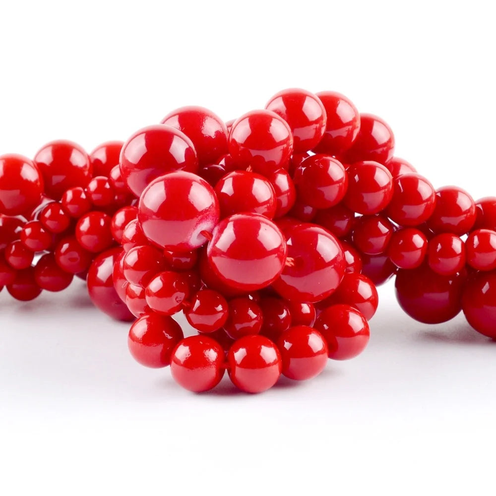 Red Coral Jades Beads 10mm Round Loose Spacer for DIY Jewelry