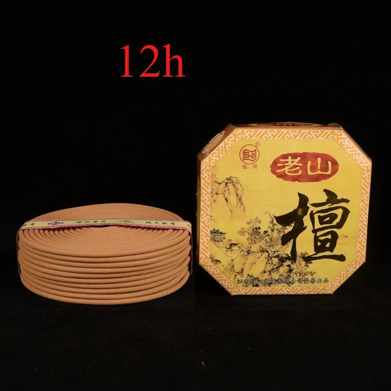 12/24h Lao Shan Sandalwood Incense Coil Incense Worship Buddha Tower Incense Indoor/Purify Air/Remove Odors/lasting Fragrance