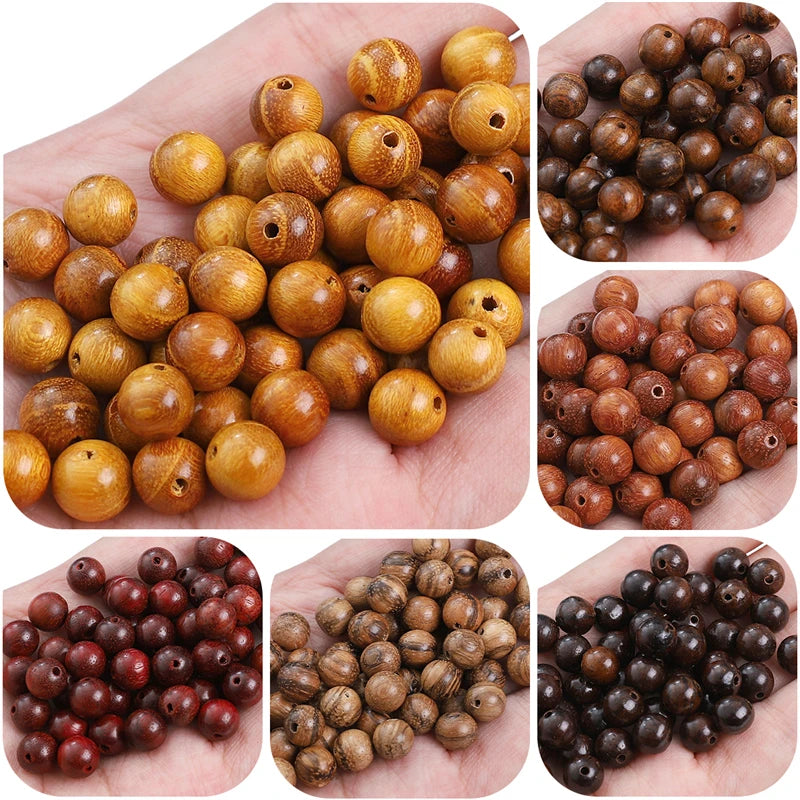 50Pcs/Lot 8mm Brown Series Natural Wooden Beads Eco-Friendly Wood Round Loose Beads For Jewelry Making Bracelets DIY Accessories