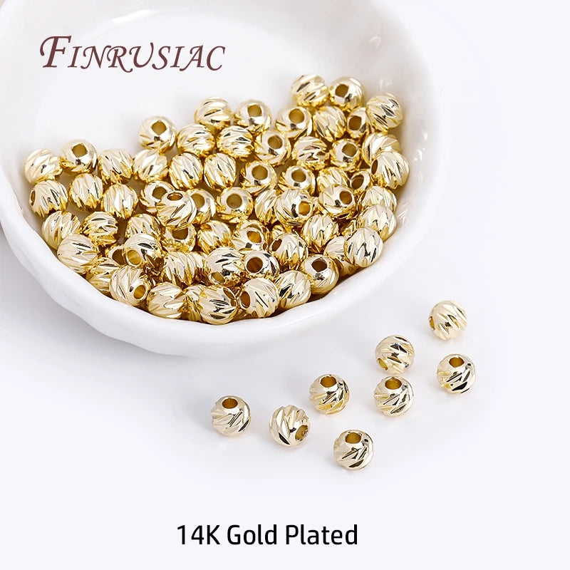 18K Gold Plated Spacer Beads 2.5-6mm Round Beads for Jewelry Making