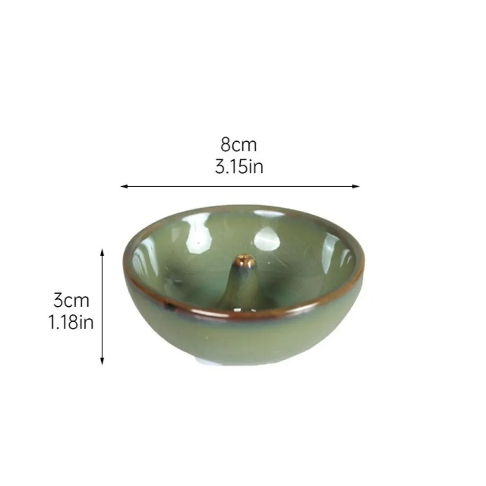 Decorative Retro Incense Holder Zen Style Sturdy Incense Stick Burner Round Ceramic Agarwood Tray Meditation