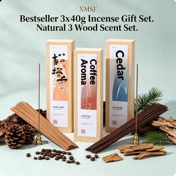 Hot Selling 3x40g Incense Gift Set Pine Cone Coffee Cedarwood Natural Stick Incense. Quemador De Incienso Musulman