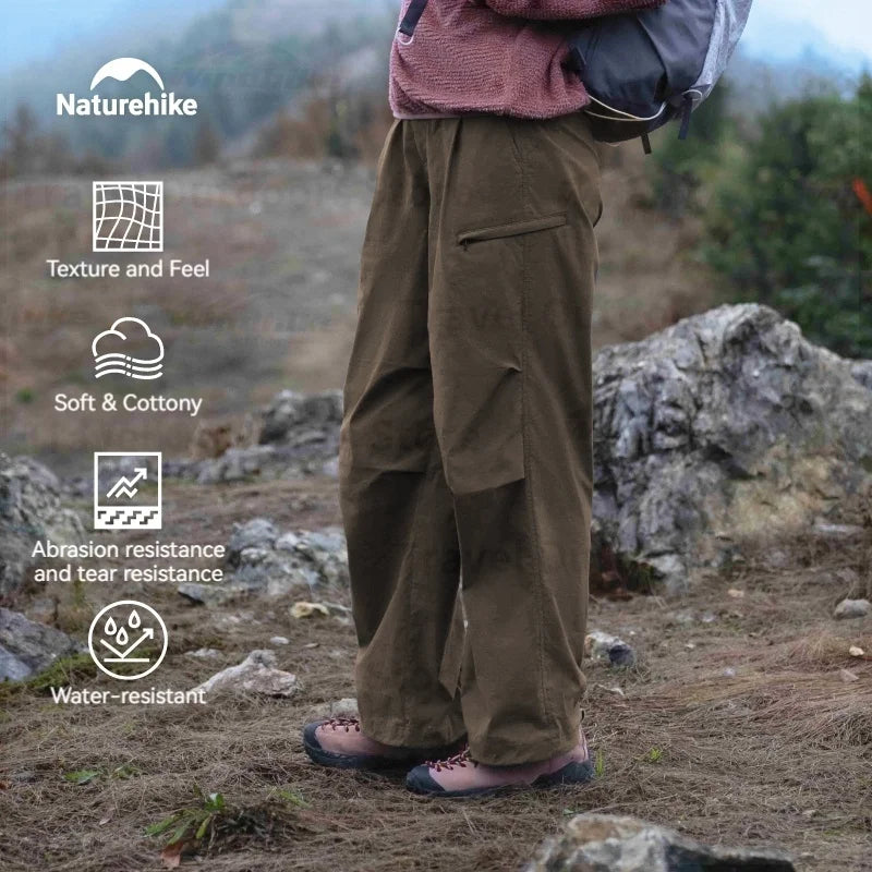 Naturehike Women's Waterproof Cargo Pants High-Stretch Wide Leg Quick-Dry Trekking Trousers Outdoor Hiking Paratrooper Pants