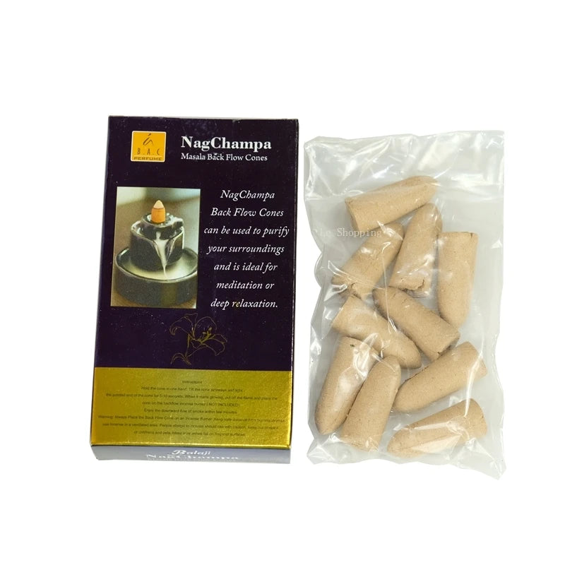 India NAGCHAMPA Backflow Incense Peruvian Sacred Wood agilawood Indoor Office Tea Room Viewing Smoke Purify The Air Cone Incense