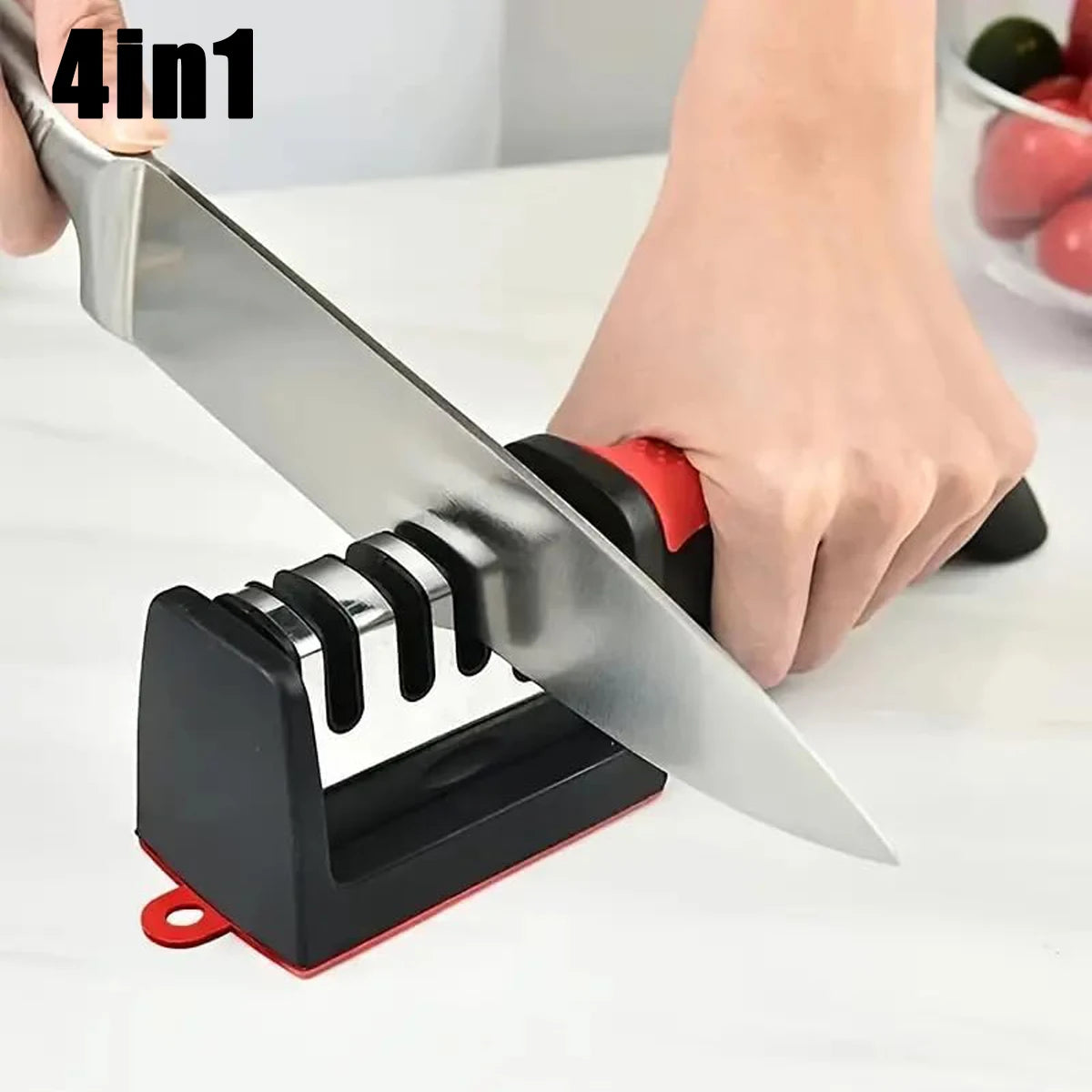 3/4 Segment Knife Sharpener Kitchen Multifunctional Manual Sharpening Stone with Non Slip Base Kitchen Utensils Grinding Tools