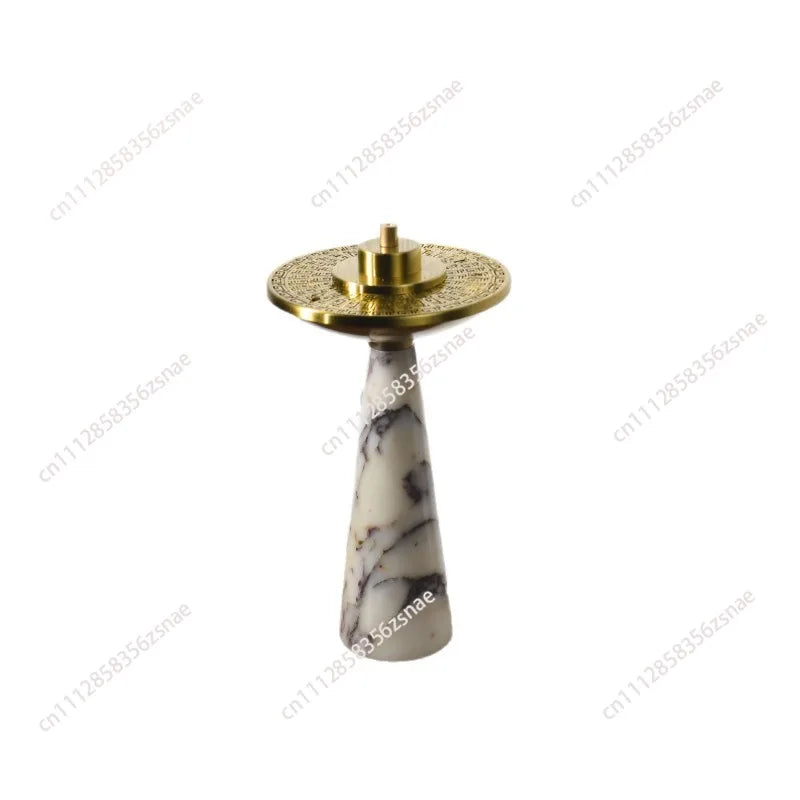 Natural Travertine Incense Burner with Metal Tray Home Ornament Marble Sandalwood Agarwood Bakhoor Mabkhara Burner