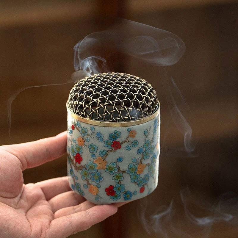 Retro Ru Kiln Ceramic Incense Burner Small Household Indoor Tea Ceremony Incense, Agarwood and Sandalwood Aroma Diffuser Tools