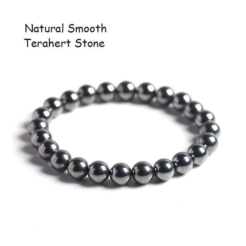 JD AAA Natural Black Shine Terahertz Round Beads Stone Beads Bracelet Women 6/8/10mm Men Jewelry Health Wristband Gift