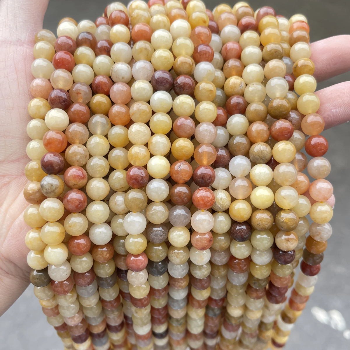 4-12mm Natural Stone Golden Silk Jade Beads Round Loose Spacer Bead for Jewelry Making DIY Necklace Bracelet Accessories 15"