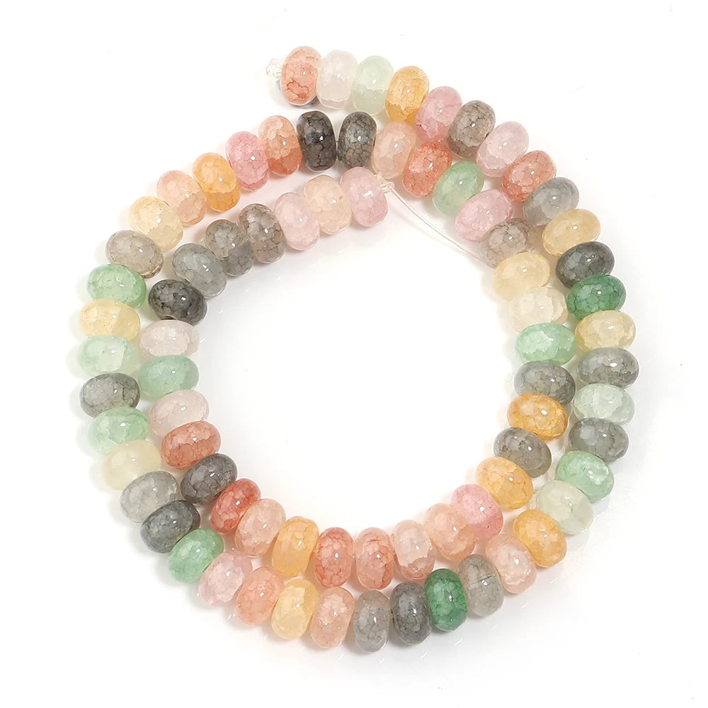 1 String 5x8mm Glass Beads Colorful Abacus Flat Round Loose Beads For Jwelry Making DIY Crafts Bracelets Necklace Accessories