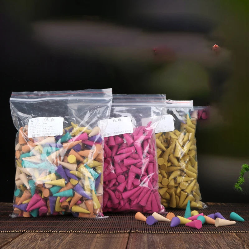 30Pcs Natural Incense Cones Mixed Flavor Backflow Insence Floral Lavender Sandalwood Yoga Meditation Tea Room Home Decorations