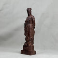 Hand-Carved Agarwood Zhuge Liang Statue - 18.1" Solid Wood Kongming Figurine for Home Office Decor, Feng Shui Ornament