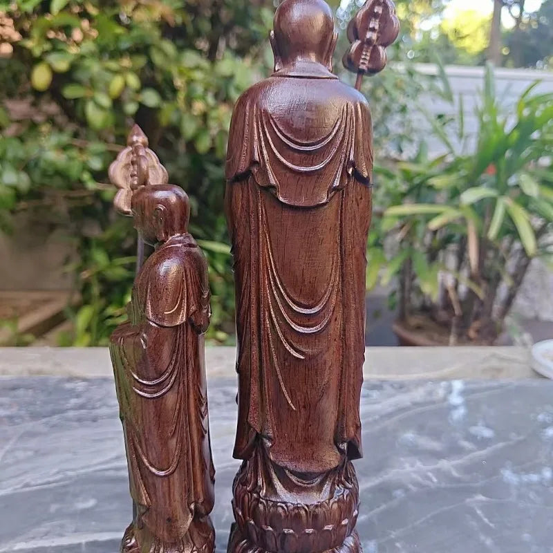 Hand-Carved Premium Agarwood Ksitigarbha Bodhisattva Statue - Traditional Wood Buddha Figurine for Home Altar Temple Decor