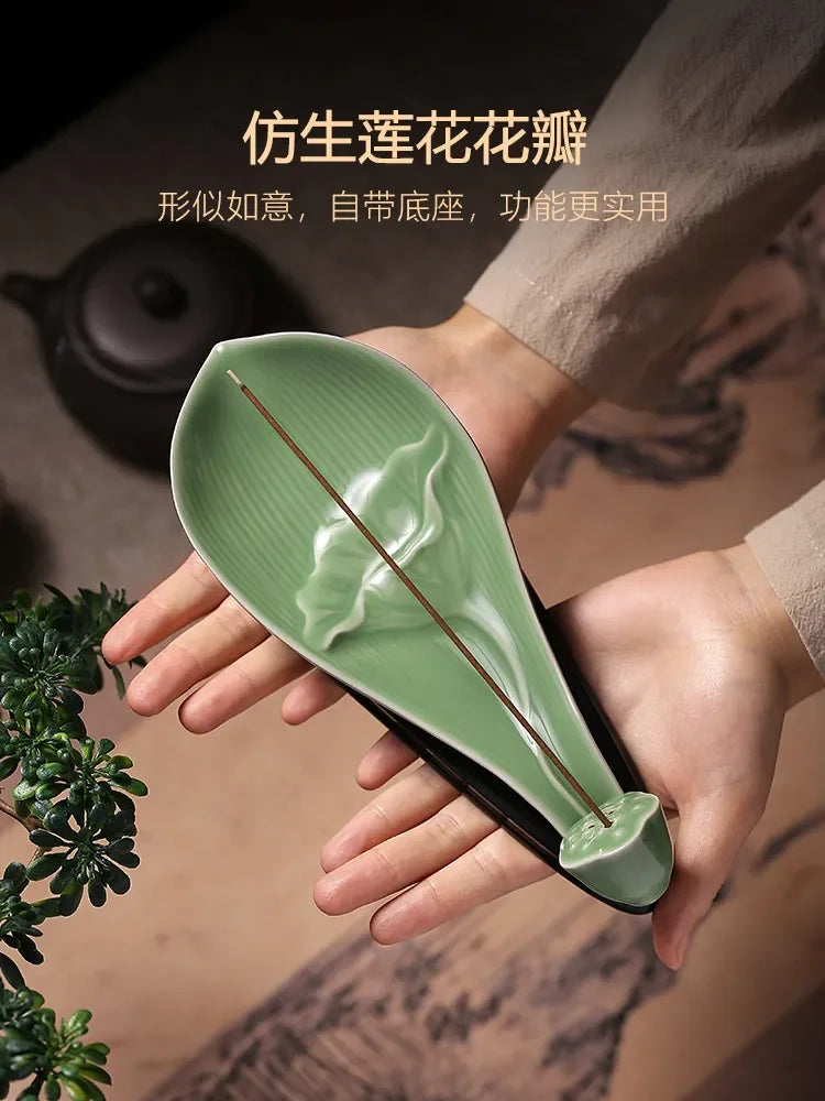 Ceramic lotus Line Incense Insert Sandalwood agarwood Household Indoor Study Incense Lighter lotus Lying Incense Burner Purifi