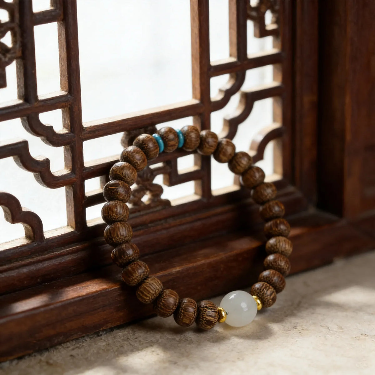 DIY Agarwood and Small Wenge Wood Abacus Bead Buddhist Bracelets for Men and Women Single Strand Wrist Mala Gifts