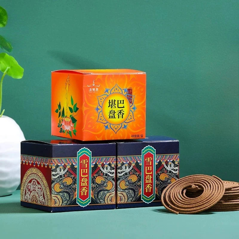 Tibetan Style Natural Snow Incense Coil Aroma Home Indoor Air Purification Meditation Bedroom Agarwood Sandalwood Incense Coil