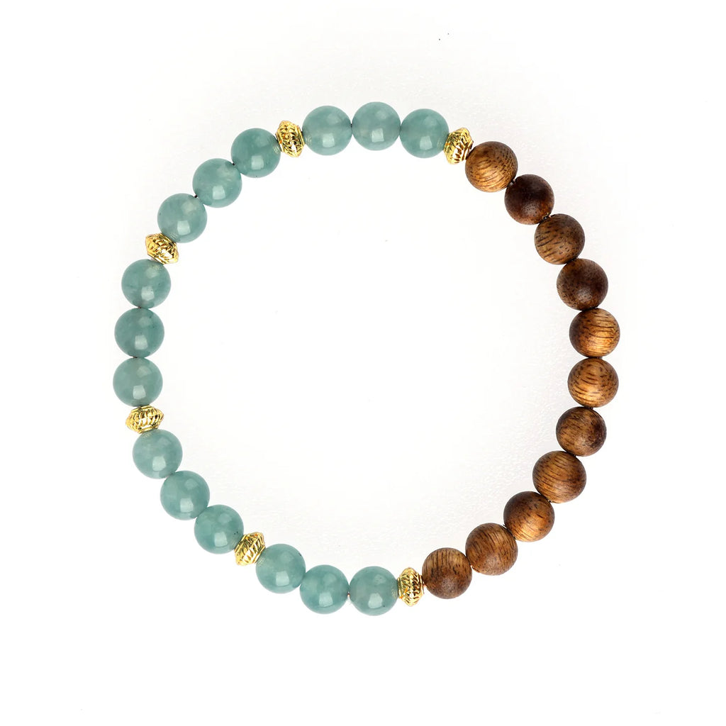 Blue Water Jade Agarwood Buddhist Bracelet for Women