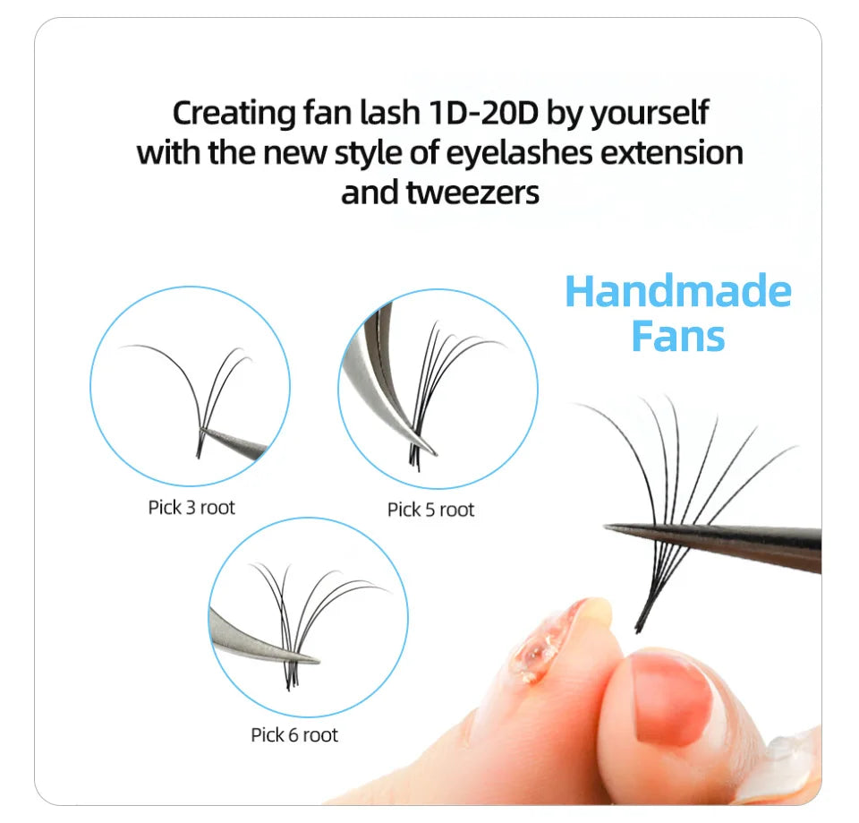 AGUUD 16 Rows Natural Soft Russian Volume Eyelash Extensions 0.03 0.05 0.07 Premium Silk Long 5mm-25mm Bottom Lower Lashes