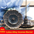 1PCS Lotus Alloy Incense Burner Stick Holder Home Buddhism Line Incense Plate Sandalwood Coil Base Temples Delicate Home Decor