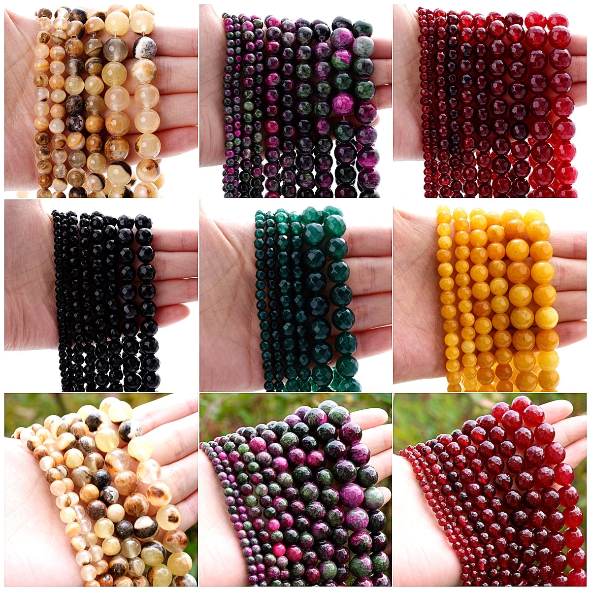 Natural Red Faceted Agates Stone Beads Ruby Chalcedony Onyx Round Loose Spacer Beads for Jewelry Making Diy Bracelet 4-12mm