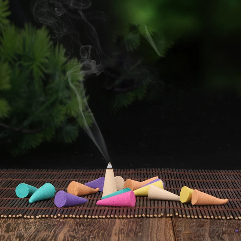 30Pcs Natural Incense Cones Mixed Flavor Backflow Insence Floral Lavender Sandalwood Yoga Meditation Tea Room Home Decorations