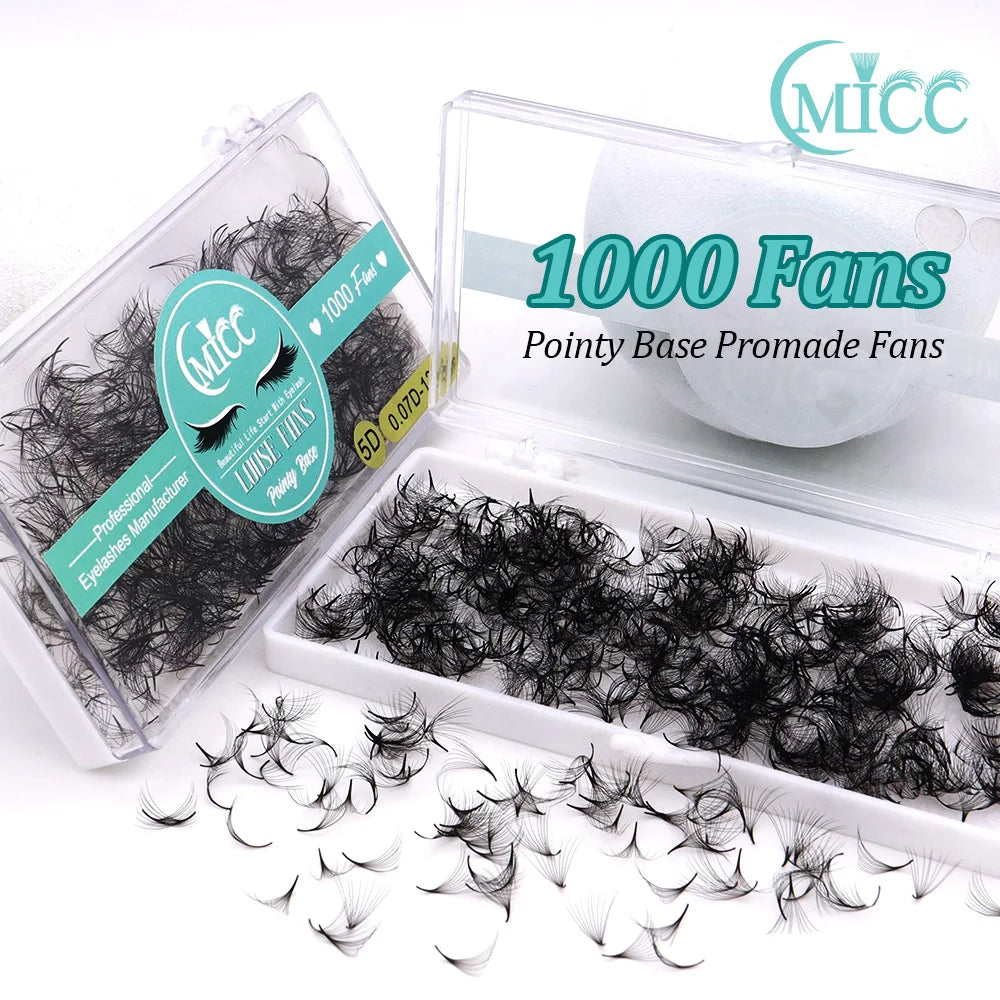 1000 Fans Premade Lash Extensions 0.05-0.07mm Thin Pointy Base