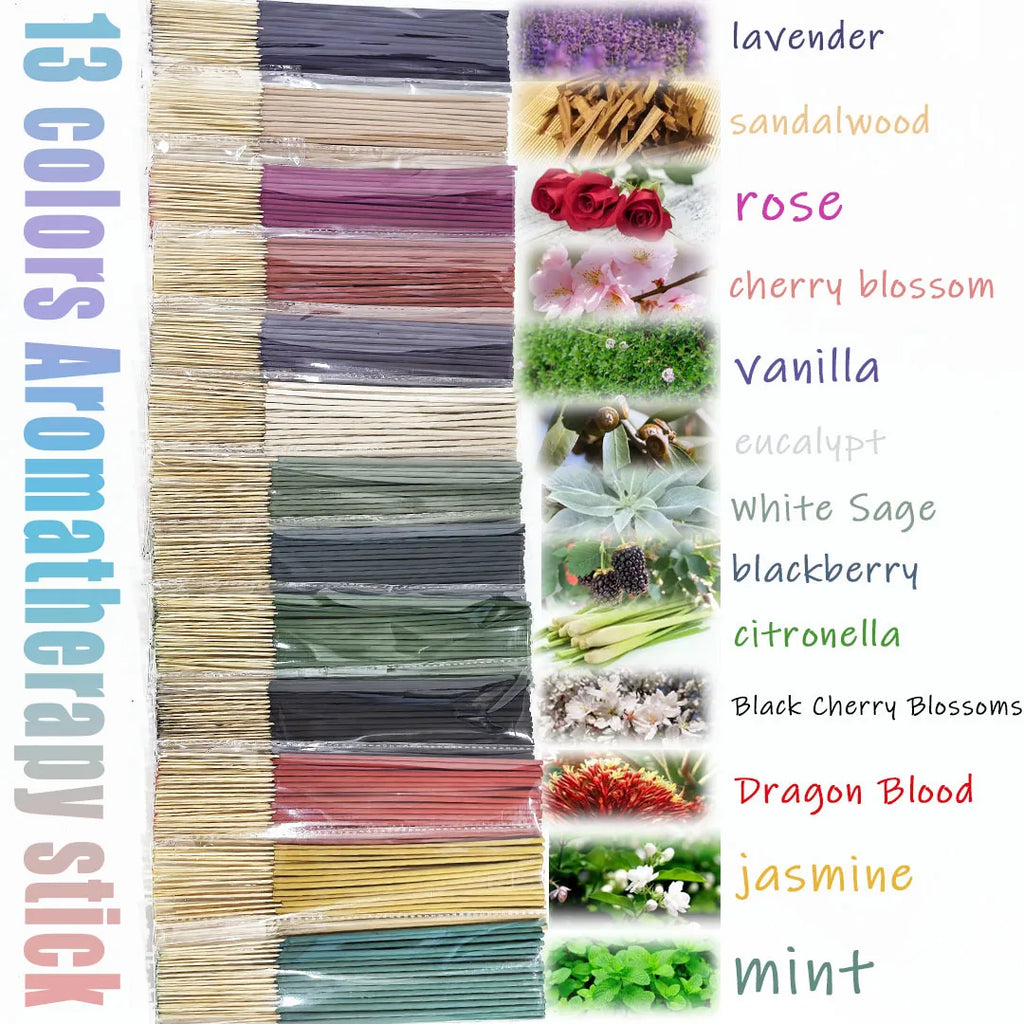 Scented stick fragrance, featuring four seasonal scents: rose, lavender, sandalwood, jasmine, etc. Each pack contains 20 sticks,