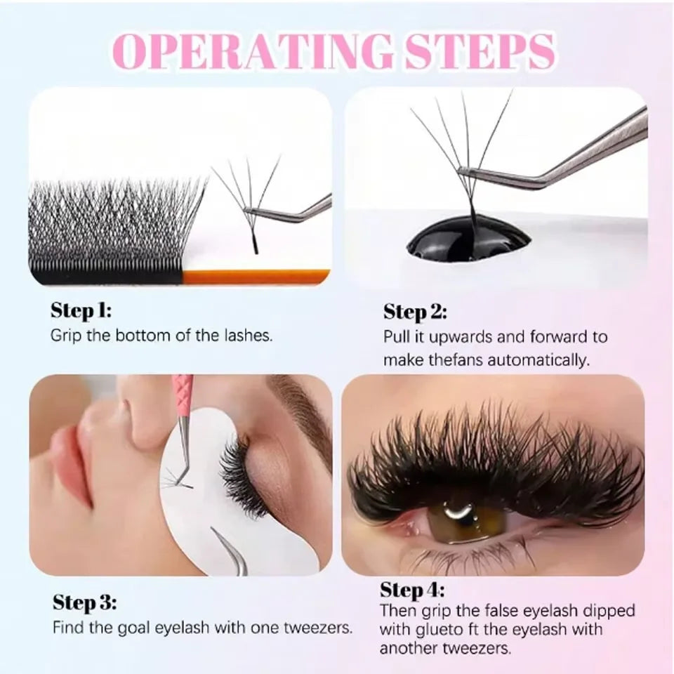 AGUUD 4D W Shape False Eyelashes Natural Volume Fans
