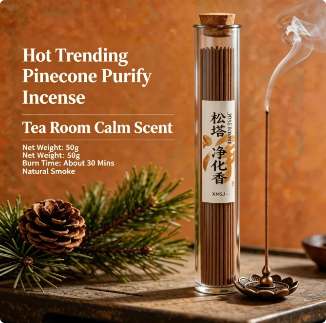 Hot Trending XMSJ Pinecone Purify Incense,50g,Natural Wood Scent,Burn About 30 Mins for Home Yoga Meditation Room Refresh.