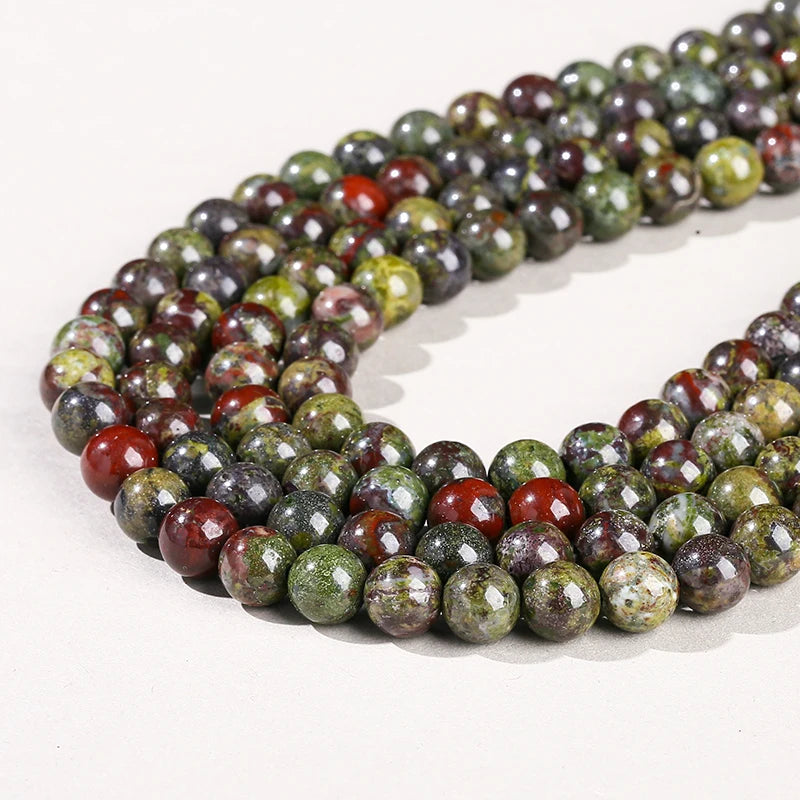 Natural Dragon Bloodstone Bead Round Loose Spacer 4 6 8 10 12mm Seed Beads For Jewelry Making Diy Necklace Bracelet Accessory