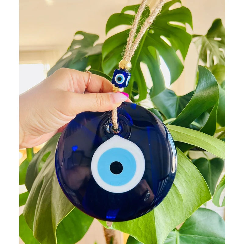 Blue Evil Eye Glass Wall Hanging Decor