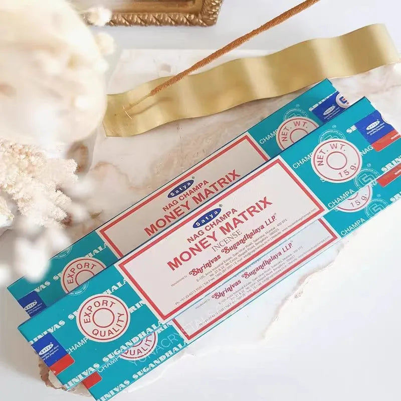 4 Boxes MONEY MATRIX Incense Sticks - Mixed Flavor Satya Handmade Sandalwood/Lavender/BLACK OPIUM/PALO SANTO/Super Hit/NAGCHAMPA