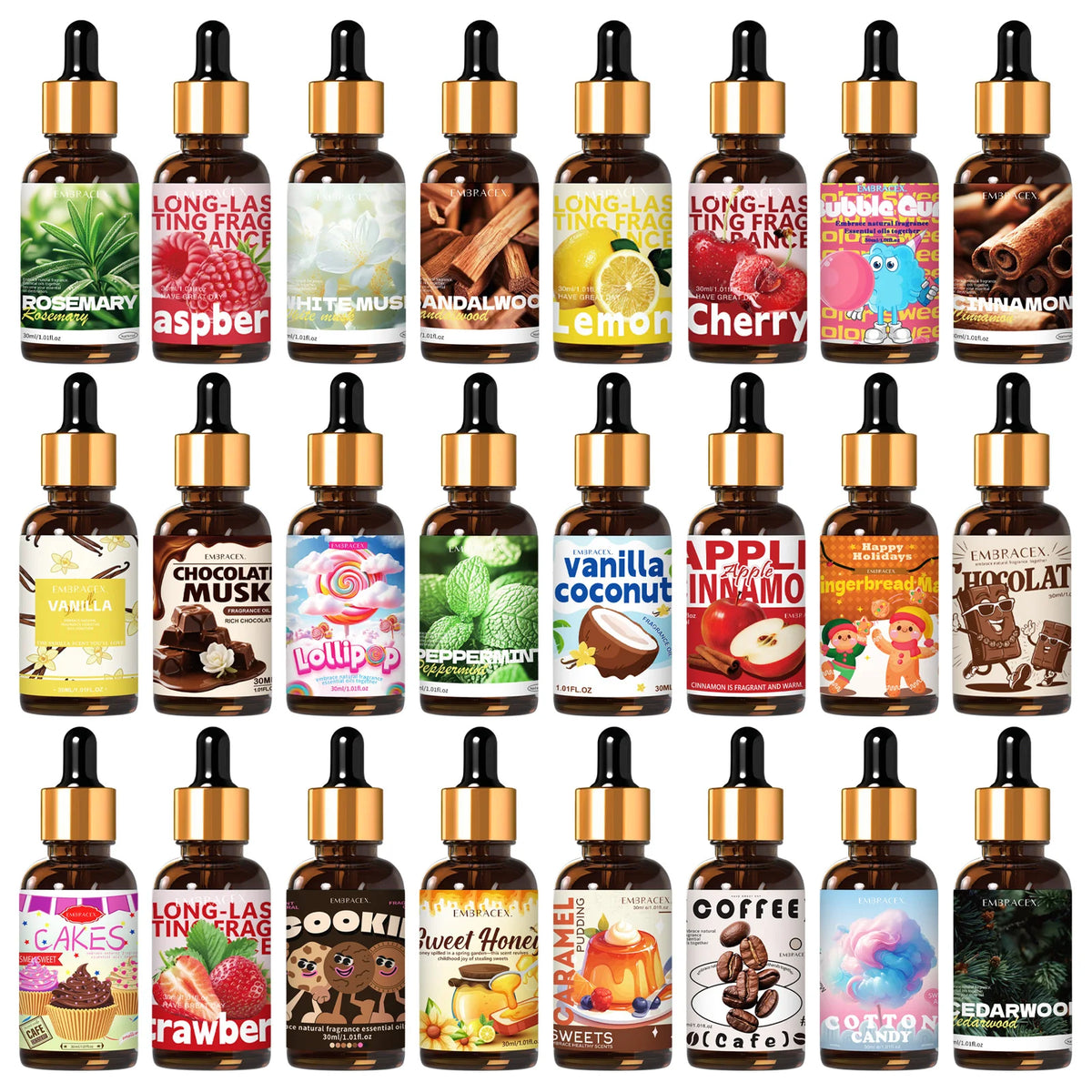 27 Type 30ml Fragrance Oils Car Air Freshener Long Lasting Fragrance For Reed Diffuser Oil Holiday Gifts To Friends