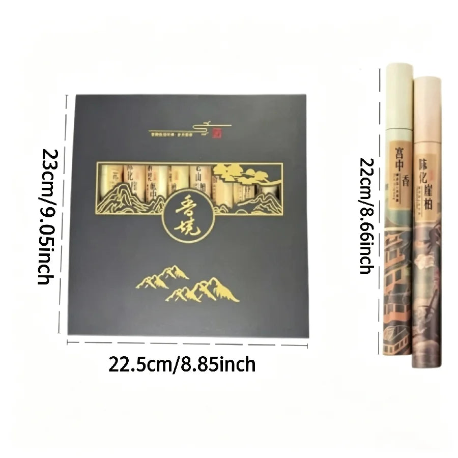 400pcs Ten‑Tube Chinese Ink Painting Incense Gift Box, Sandalwood Agarwood Multi‑Fragrance Aroma Sticks, Home Decor Festival Gif
