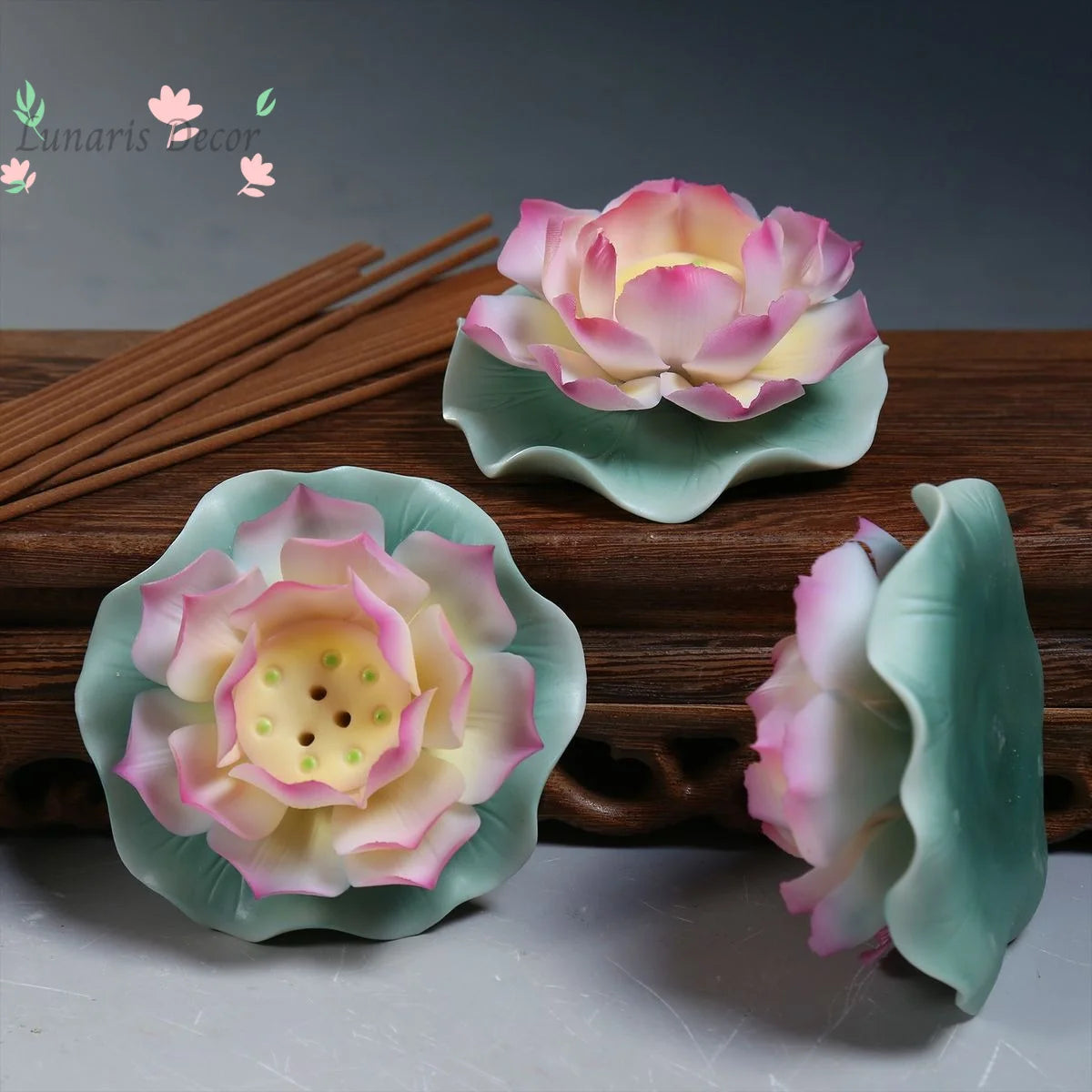 Ceramic handmade lotus incense holder line incense insert sandalwood agarwood stand incense insert painted household indoor