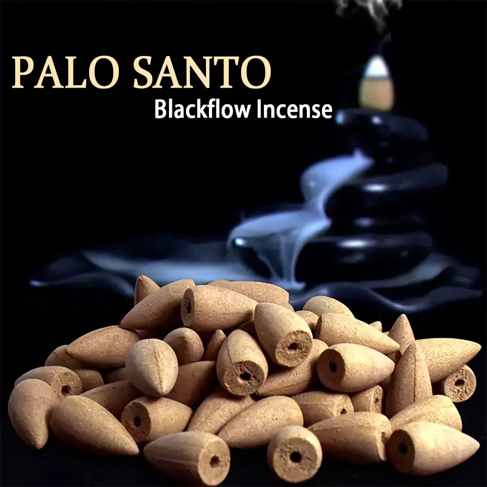 High-Quality Palosanto Flavored Natural Backflow Incense Cones, with Rich Aroma, Burn for a Long Time, Creating an Aesthetic Smoke Effect, Suitable for Purifying the Air, Meditation, Yoga, Reading, Etc.