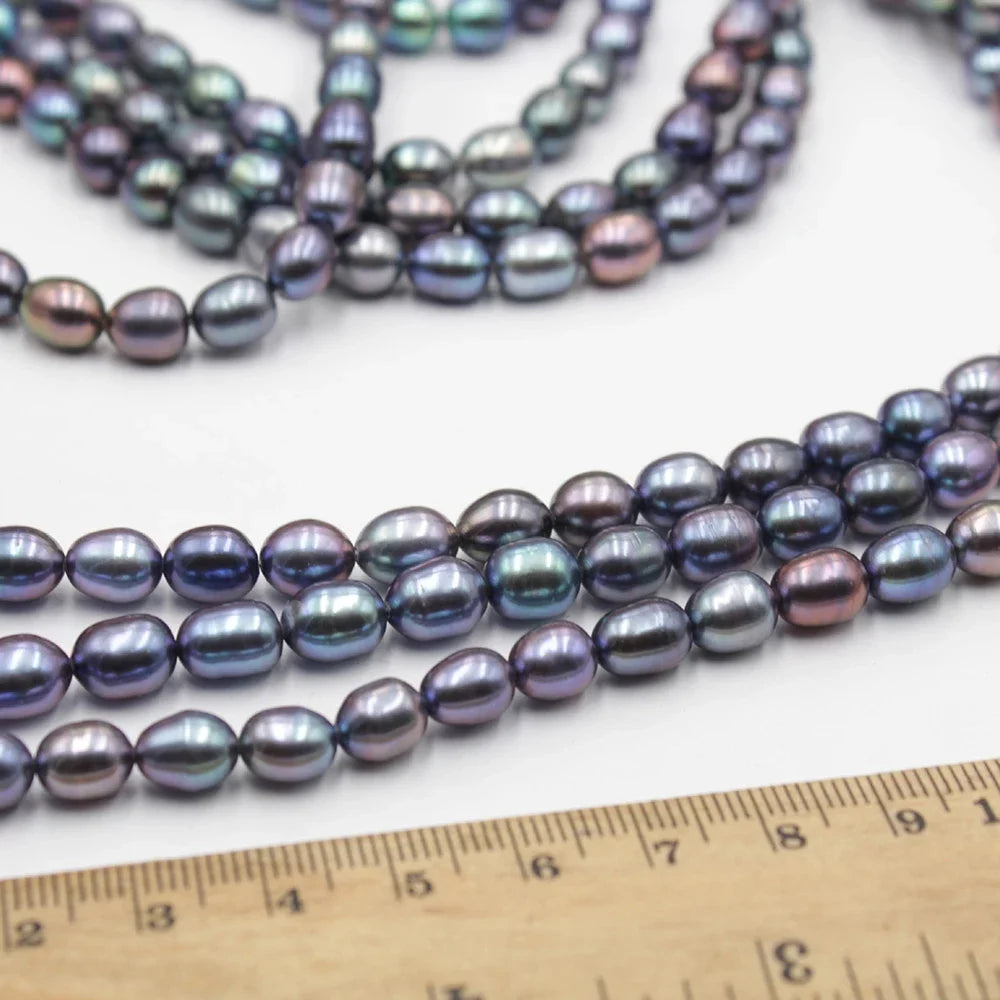 7-9mm 4A Natural Freshwater Black High Quality Pearl Premium Bead Fine Gift Women Jewelry Make DIY Necklace Bracelet Accessories
