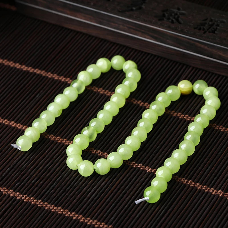4/6/8/10mm Natural Stone Afghan Green Jade Beads Round Loose Gemstone For Jewelry Making DIY Supplies Bracelet Accessory 15"