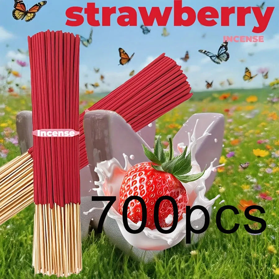 Red High-Quality Creamy Strawberry Incense Stick - Long-Lasting Strawberry Scent with Woody Notes, Fruit Meditation Yoga Home Office Party Holiday Gift, Eliminates Fatigue, Long-Lasting Fragrance (Doesn'T Scatter, Burns Evenly)