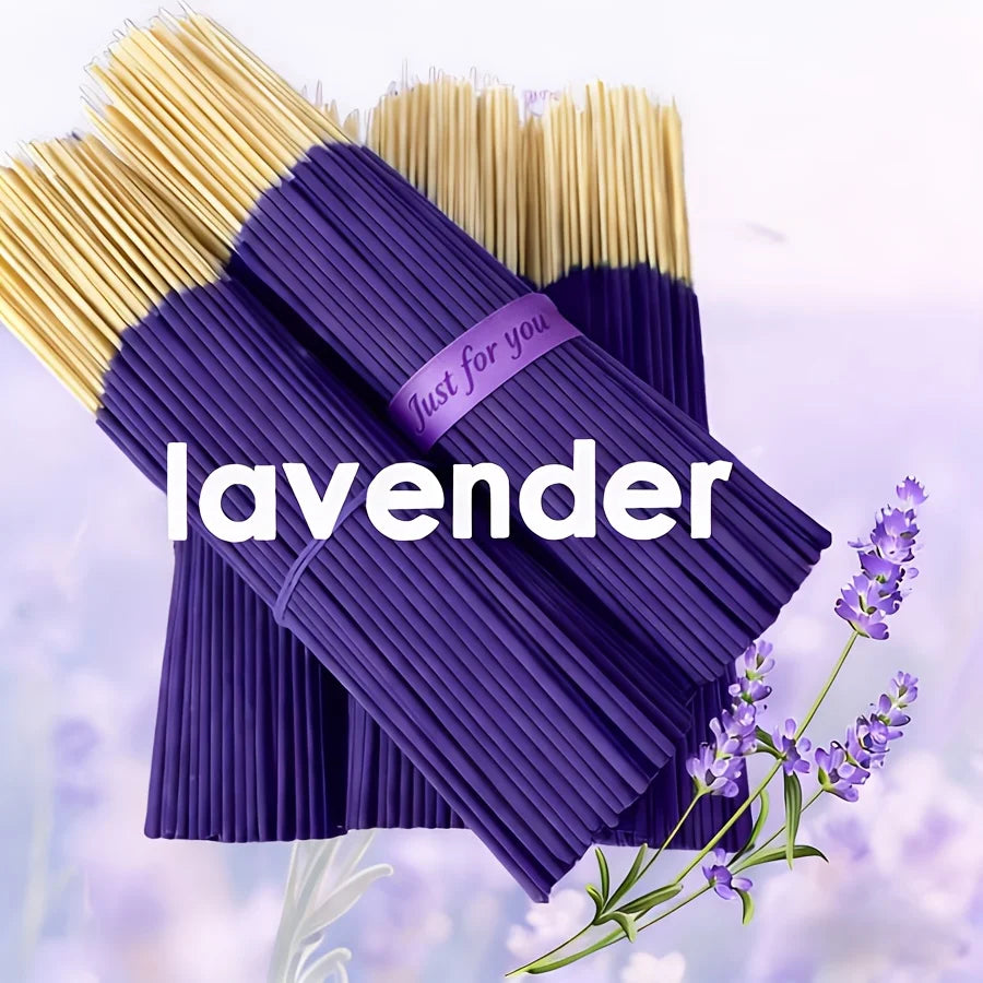Lavender Premium Aromatherapy Incense Sticks, 8.66-Inch Long Bamboo Sticks, Burn Time of 30~40 Minutes, Light and Fresh Scent, Removes Odors, Long-Lasting Fragrance, Suitable for Home, Kitchen, and Restaurant Decoration