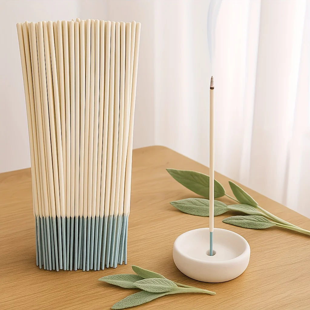 Handcrafted Sage Incense Sticks – Long-Lasting Burn (50–60 Min) · Ideal for Meditation, Cleansing, Yoga, Relaxation &