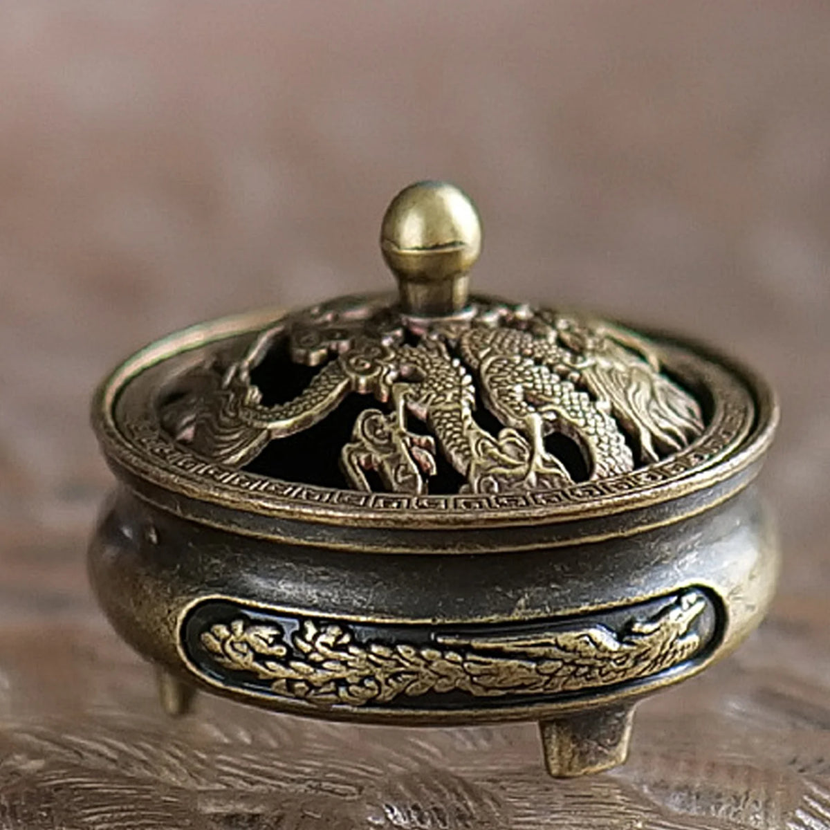 100% Pure Sandalwood Incense Powder 20g Kit Vintage Brass Burner Antique Dragon Censer For Zen Yoga Meditation Home Aromatherapy