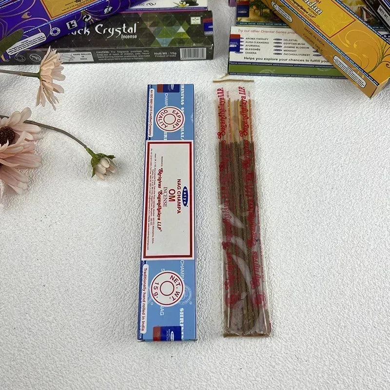 5BOX NAG Champa incense sticks Indian Satya Incense Collection Handmade Sticks Six Flavors Refreshing Aromas for Meditation
