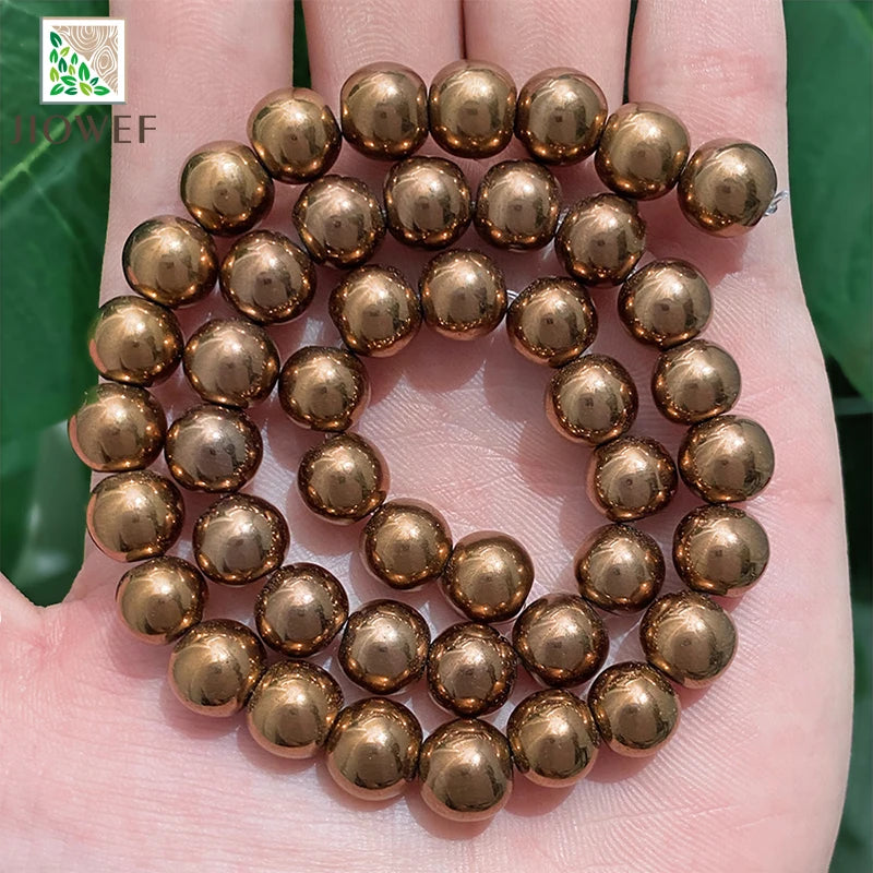 Natural Stone Chocolate Brown Hematite Beads Round Loose Beads DIY Necklace Bracelet For Jewelry Making 2/3/4/6/8/10mm 15" Inch